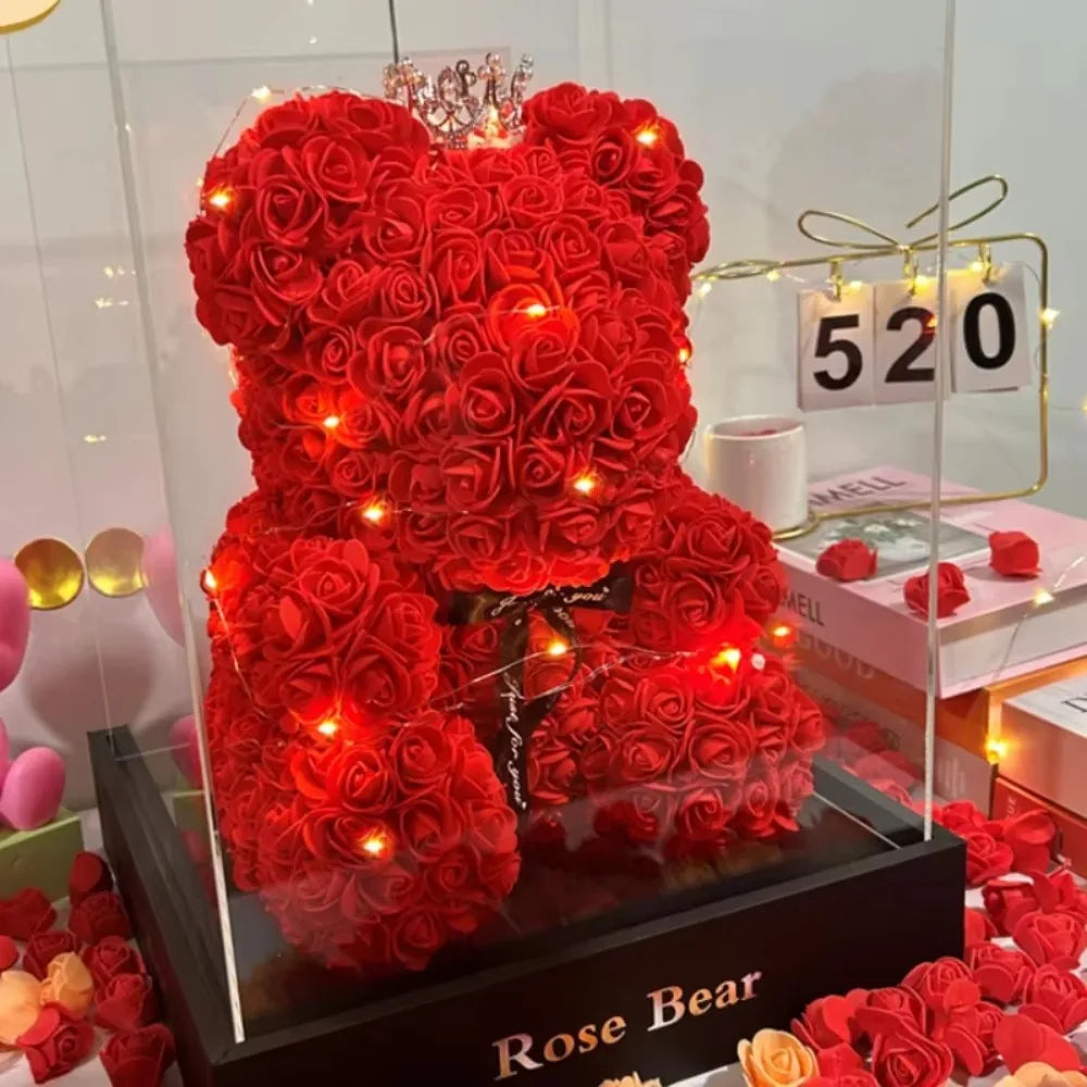 Artificial Flower Eternal Rose Teddy Bear for Birthday Valentine's Day